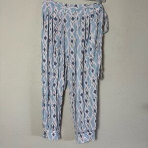Anthropologie Hei Hei Ikat Boho Tapered Pants Waist Tie Side Buttoned Size 12